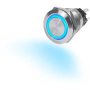 10A Push Button LED Ring Switch OFF-(ON) Blue