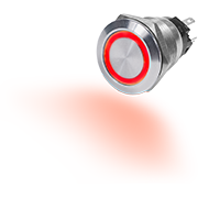 10A Push Button LED Ring Switch OFF-(ON) Red
