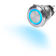 10A Push Button LED Ring Switch OFF-ON Blue